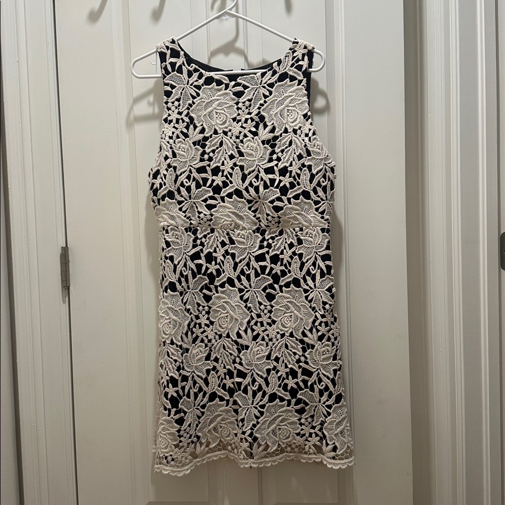 Alice & Olivia Elegant Black and Cream Lace Dress